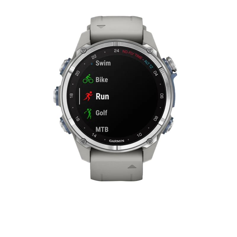 Garmin Descent Mk3, 43 mm en acier inoxydable avec bracelet en silicone gris brouillard (010-02753-03)