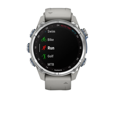 Garmin Descent Mk3, 43 mm en acier inoxydable avec bracelet en silicone gris brouillard (010-02753-03)