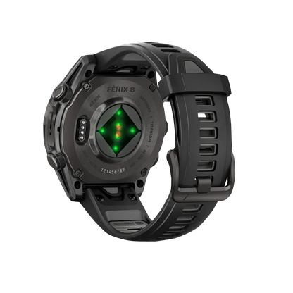 Garmin Fenix 8, AMOLED 43mm, Sapphire Carbon Gray DLC Titanium with Black/Pebble Gray Silicone Band (010-02903-20)