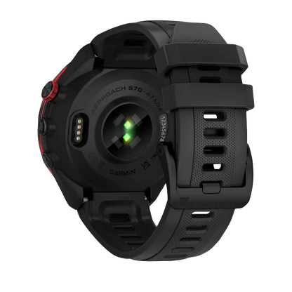 Garmin Approach S70, 47 mm Black/Red Ceramic Bezel with Black Silicone Band (010-02746-02)