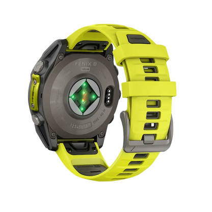 Garmin Fenix 8, 47 mm AMOLED, Solar Sapphire Titanium with Amp Yellow/Graphite Silicone Band (010-02906-20)