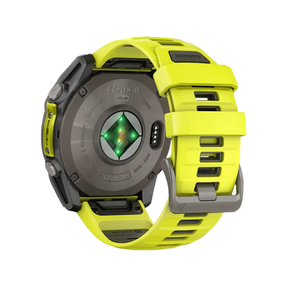 Garmin Fenix 8, 51 mm Solar Sapphire, Titanium with Amp Yellow/Graphite Silicone Band (010-02907-20)