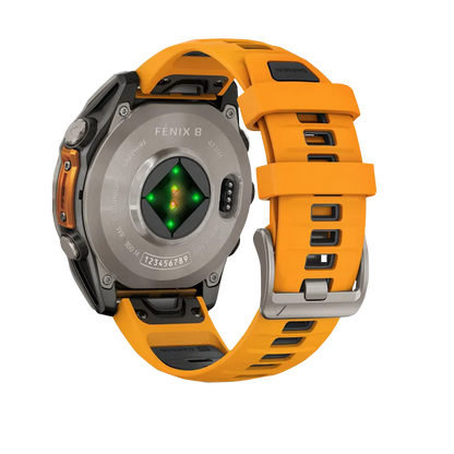 Garmin Fenix 8, 47 mm AMOLED Sapphire, Titanium with Spark Orange/Graphite Silicone Band (010-02904-10)