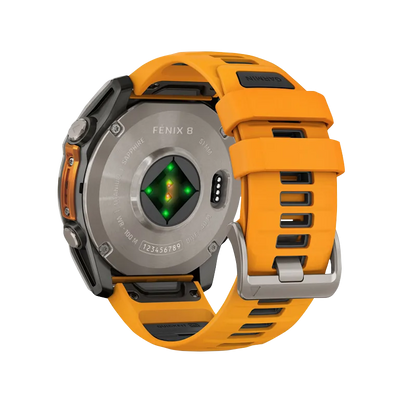 Garmin Fenix 8, 51 mm AMOLED Sapphire, Titanium with Spark Orange/Graphite Silicone Band (010-02905-10)