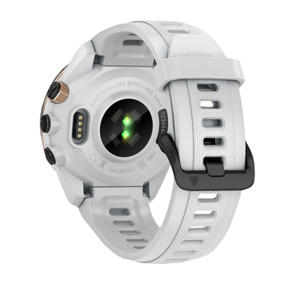 Garmin Approach S70, 42 mm Black/Peach Ceramic Bezel with White Silicone Band (010-02746-00)