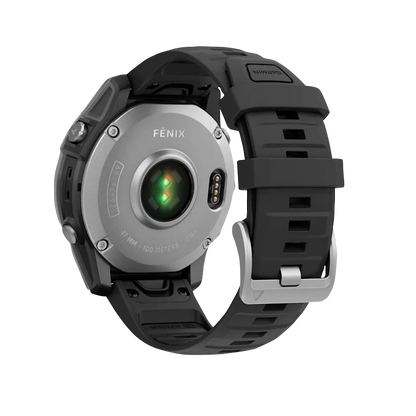 Garmin Fenix E, 47 mm AMOLED, Stainless Steel with Black Silicone Band (010-03025-02)