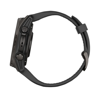 Garmin Fenix 8, AMOLED 43mm, Sapphire Carbon Gray DLC Titanium with Black/Pebble Gray Silicone Band (010-02903-20)