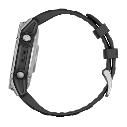 Garmin Fenix E, 47 mm AMOLED, Stainless Steel with Black Silicone Band (010-03025-02)