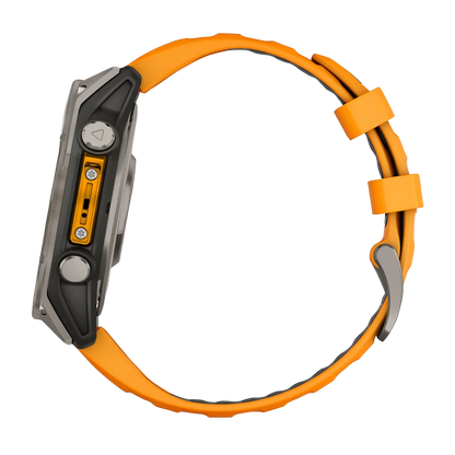 Garmin Fenix 8, 51 mm AMOLED Sapphire, Titanium with Spark Orange/Graphite Silicone Band (010-02905-10)