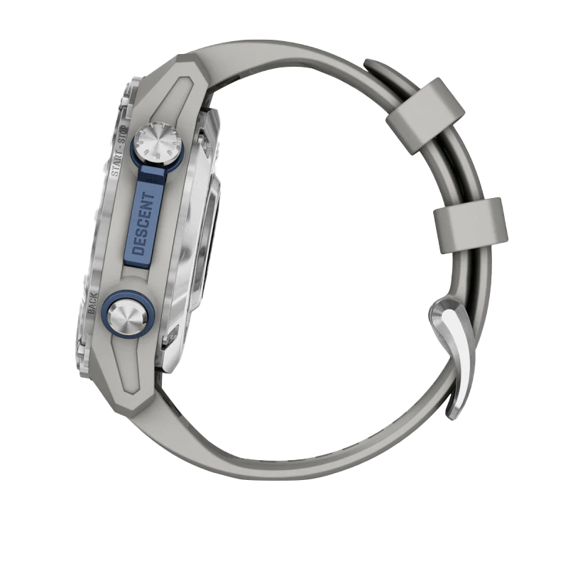 Garmin Descent Mk3, 43 mm en acier inoxydable avec bracelet en silicone gris brouillard (010-02753-03)
