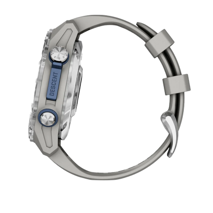Garmin Descent Mk3, 43 mm en acier inoxydable avec bracelet en silicone gris brouillard (010-02753-03)