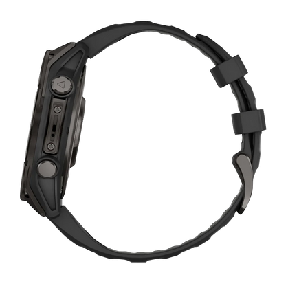 Garmin Fenix 8, 51 mm AMOLED Sapphire, Carbon Gray DLC Titanium with Black/Pebble Gray Silicone Band (010-02905-20)