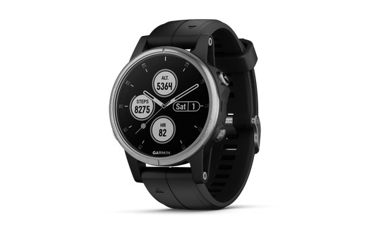 Garmin Fenix 5S Plus, Silver with Black Band (010-01987-20) by Garmin