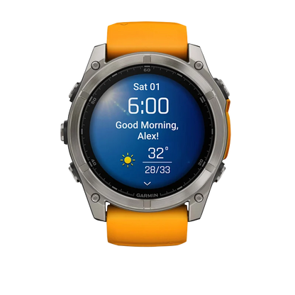 Garmin Fenix 8, 51 mm AMOLED Sapphire, Titanium with Spark Orange/Graphite Silicone Band (010-02905-10)