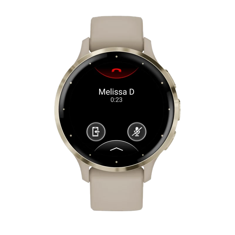 Garmin Venu 3S, lunette en acier inoxydable doré souple de 41 mm avec boîtier gris français et bracelet en silicone (010-02785-02)