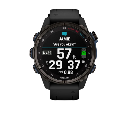 Garmin Descent Mk3i, 43 mm Carbon Gray DLC Titanium with Black Silicone Band (010-02753-10)