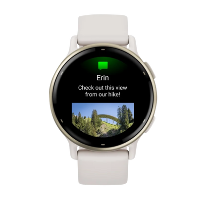 Garmin Vivoactive 5, Cream Gold Aluminum Bezel with Ivory Case and Silicone Band (010-02862-11) by Garmin