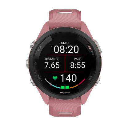 Garmin Forerunner 265S, 42 mm Black Bezel with Light Pink Case and Light Pink/Whitestone Silicone Band (010-02810-05)