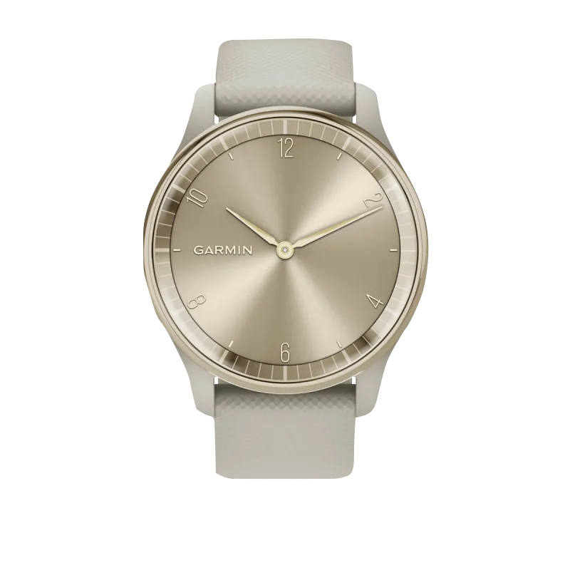 Garmin Vívomove Trend Cream Gold Stainless Steel Bezel with French Gray Case and Silicone Band (Garmin Certified Refurbished)
