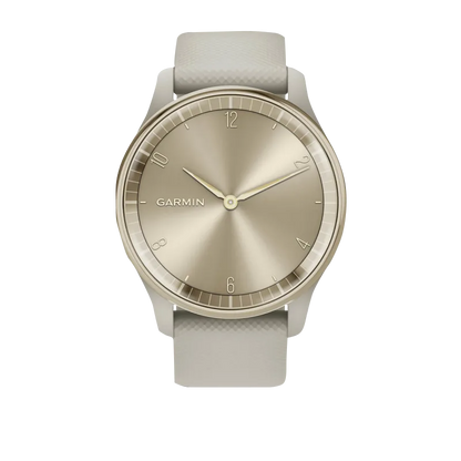 Garmin Vívomove Trend Cream Gold Stainless Steel Bezel with French Gray Case and Silicone Band (Garmin Certified Refurbished)