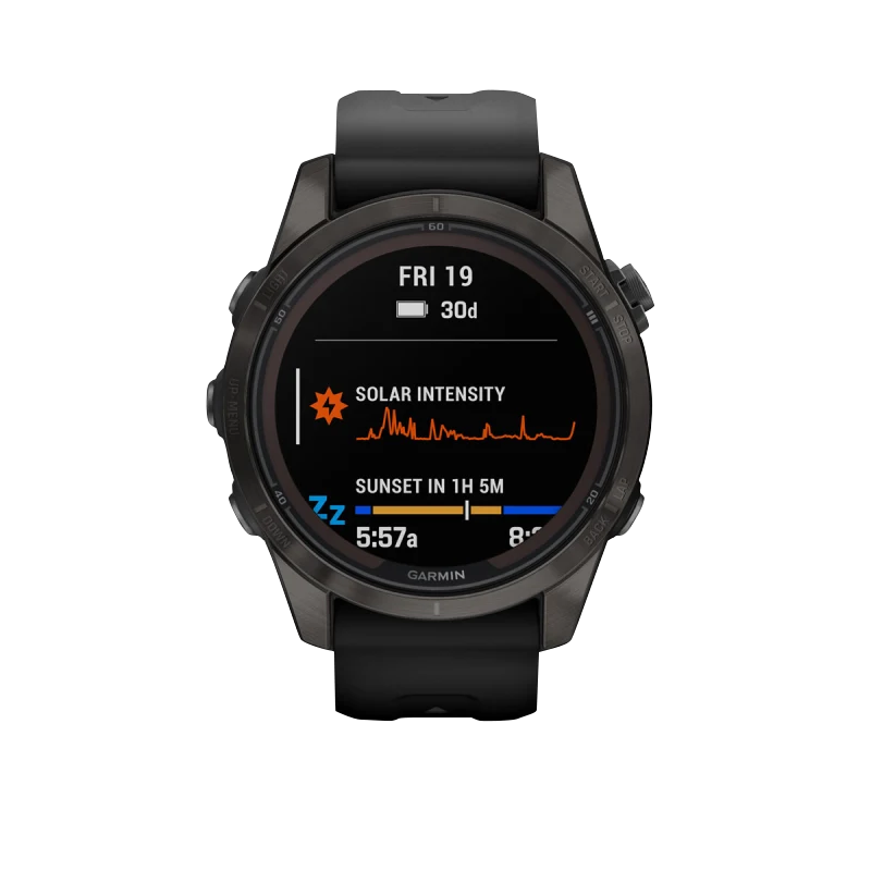 Garmin Fenix 7S Pro Sapphire Solar, Carbon Gray Titanium with Black Band (010-02776-10)