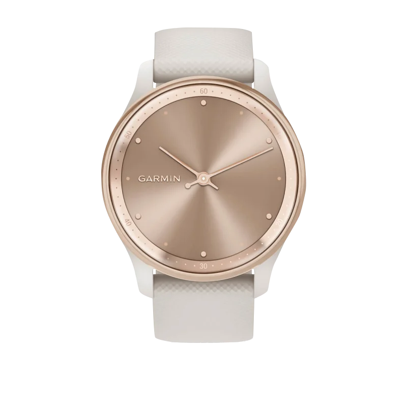 Garmin Vívomove Trend Peach Gold Stainless Steel Bezel with Ivory Case and Silicone Band (Garmin Certified Refurbished)