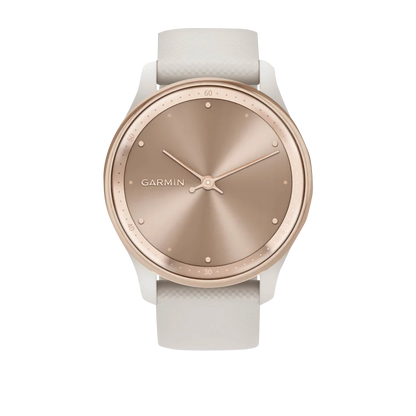 Garmin Vívomove Trend Peach Gold Stainless Steel Bezel with Ivory Case and Silicone Band (Garmin Certified Refurbished)