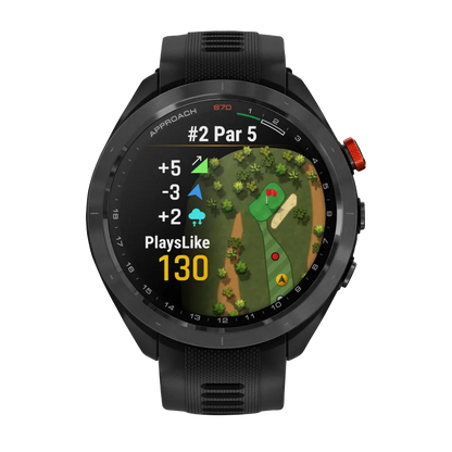 Garmin Approach S70, 47 mm Black/Red Ceramic Bezel with Black Silicone Band (010-02746-02)