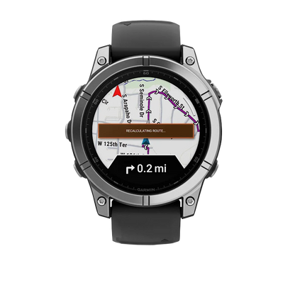 Garmin Fenix E, 47 mm AMOLED, Stainless Steel with Black Silicone Band (010-03025-02)