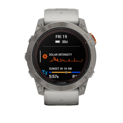 Garmin Fenix 7X Pro Sapphire Solar Edition Titanium with Fog Gray/Ember Orange Band (010-02778-14)