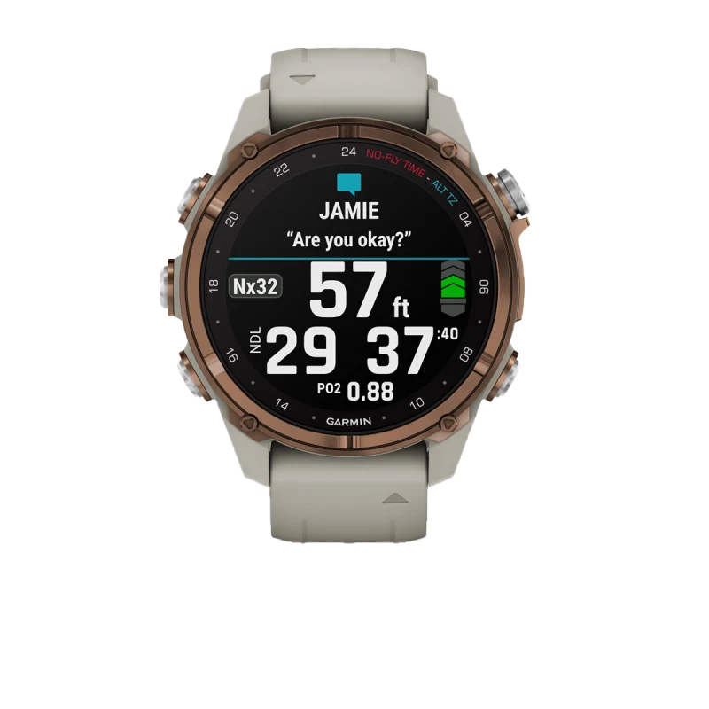 Garmin Descent Mk3i, 43 mm Bronze PVD Titanium with French Gray Silicone Band and Descent T2 Transceiver