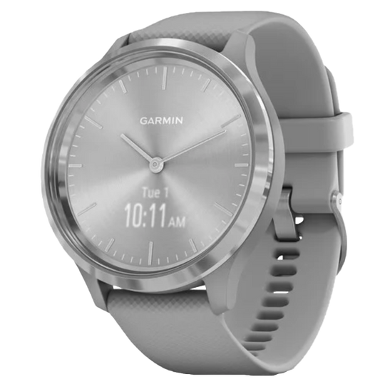 Garmin Vívomove 3, Silver Stainless Bezel w/ Powder Gray Silicone Band (Garmin Certified Refurbished) by Garmin