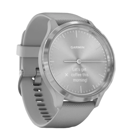 Garmin Vívomove 3, Silver Stainless Bezel w/ Powder Gray Silicone Band (Garmin Certified Refurbished)