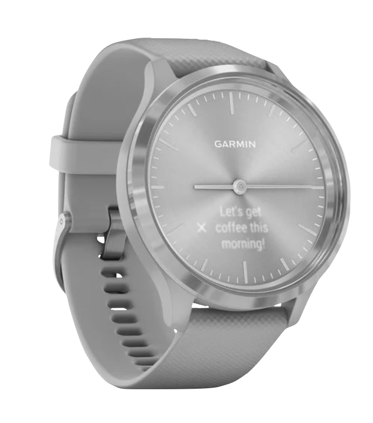 Garmin Vívomove 3 - Silver Stainless Steel Bezel with Powder Gray Silicone Band (010-02239-00)