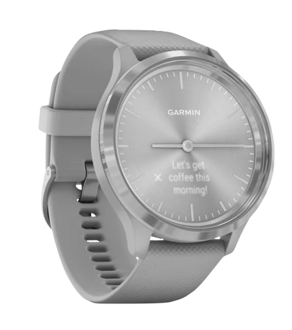 Garmin Vívomove 3 - Silver Stainless Steel Bezel with Powder Gray Silicone Band (010-02239-00)