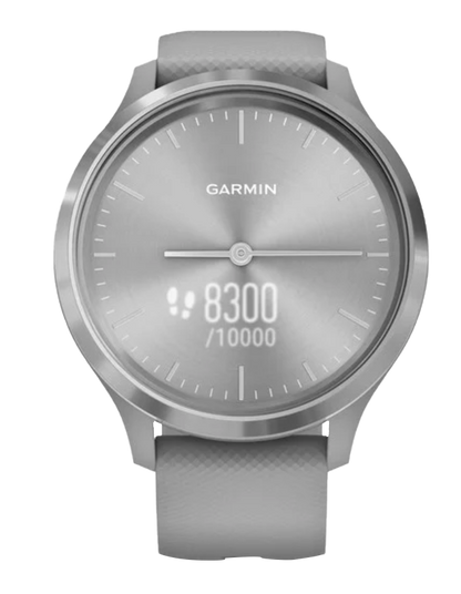 Garmin Vívomove 3 - Silver Stainless Steel Bezel with Powder Gray Silicone Band (010-02239-00)