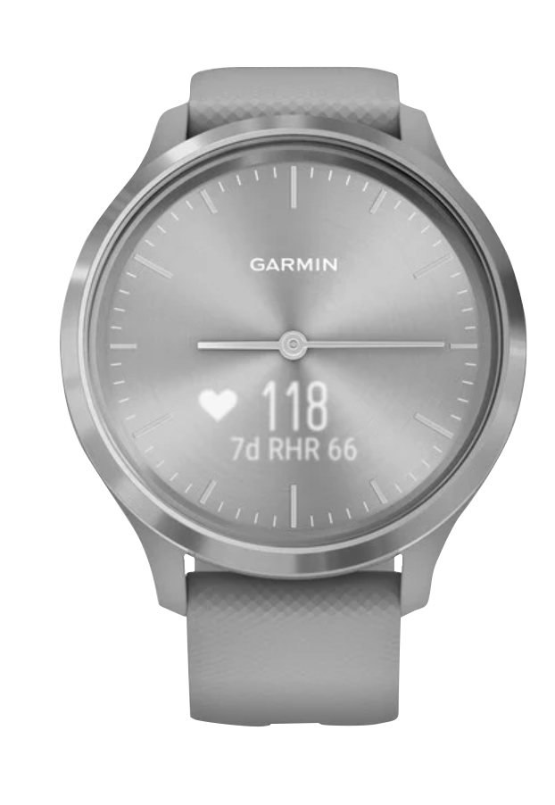 Garmin Vívomove 3 - Silver Stainless Steel Bezel with Powder Gray Silicone Band (010-02239-00)