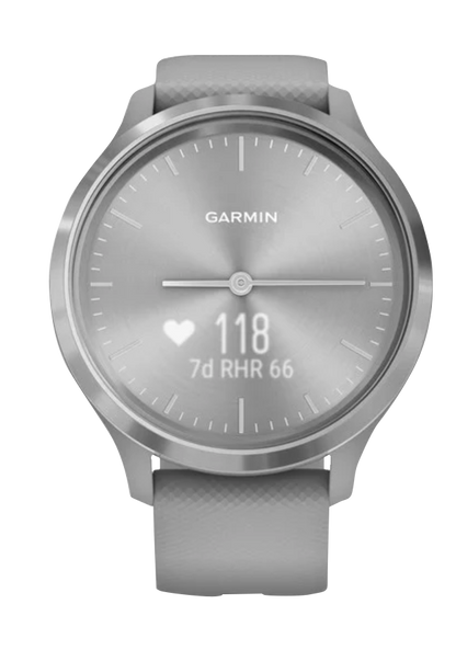 Garmin Vívomove 3 - Silver Stainless Steel Bezel with Powder Gray Silicone Band (010-02239-00)