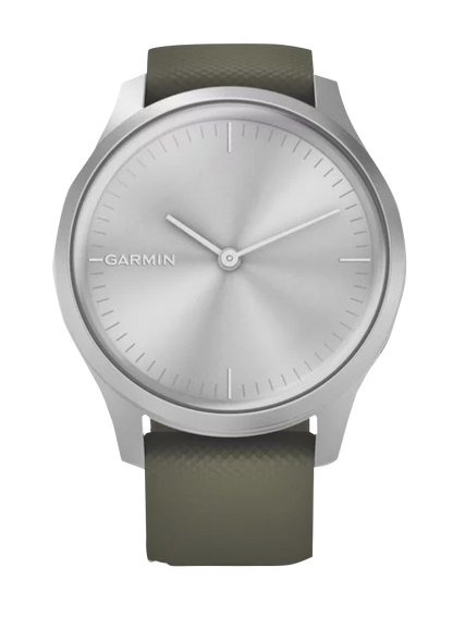Garmin Vivomove Style - Silver Aluminum Case with Moss Silicone Band (010-02240-01)