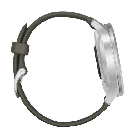 Garmin Vivomove Style - Silver Aluminum Case with Moss Silicone Band (010-02240-01)