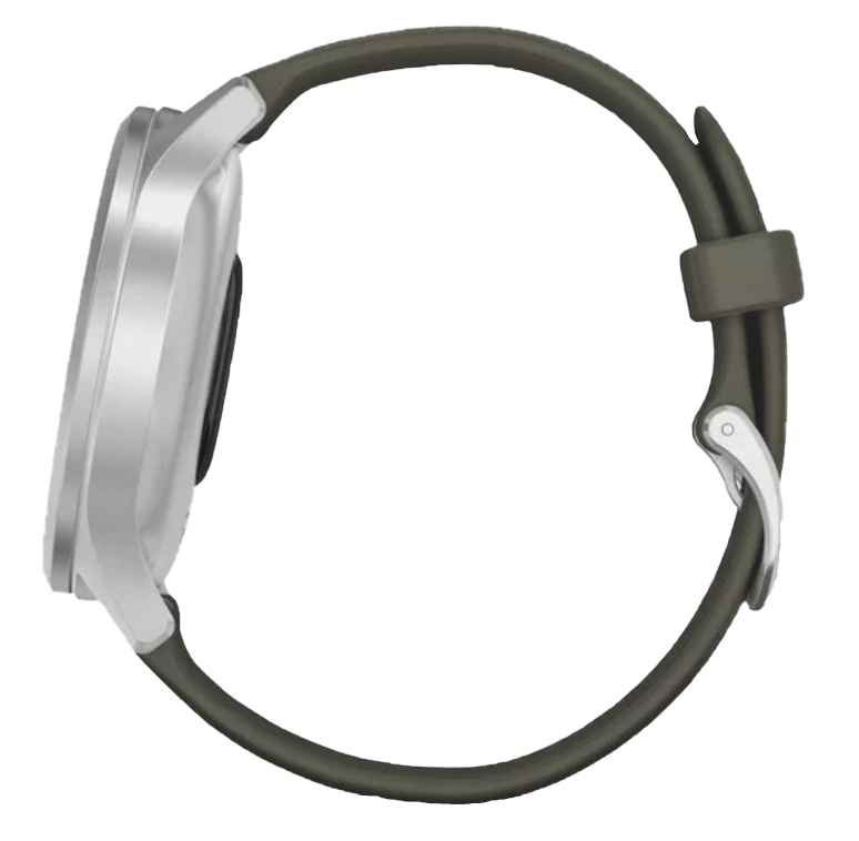 Garmin Vivomove Style - Silver Aluminum Case with Moss Silicone Band (010-02240-01)