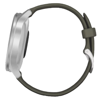 Garmin Vivomove Style - Silver Aluminum Case with Moss Silicone Band (010-02240-01)