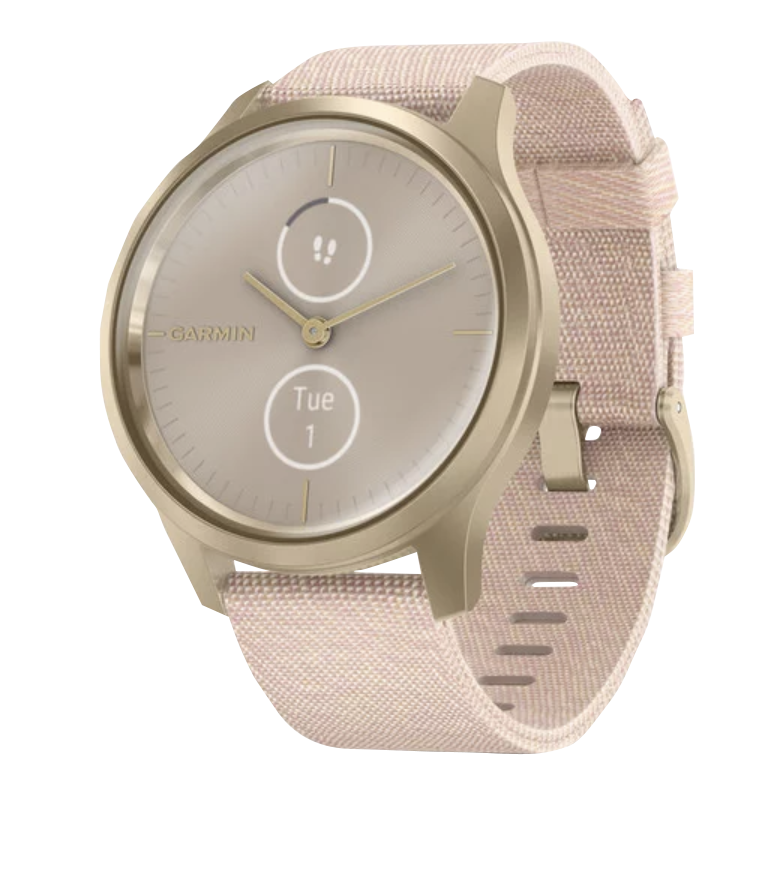 Garmin Vívomove Style - Light Gold Aluminum Case with Blush Pink Woven Nylon Band (010-02240-02)