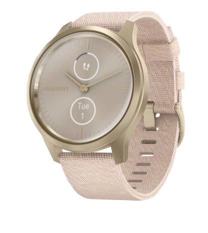 Garmin Vívomove Style - Light Gold Aluminum Case with Blush Pink Woven Nylon Band (010-02240-02)