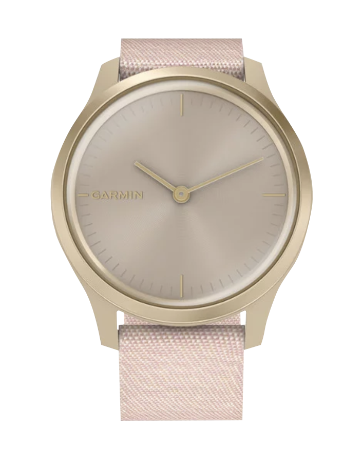 Garmin Vívomove Style - Light Gold Aluminum Case with Blush Pink Woven Nylon Band (010-02240-02)