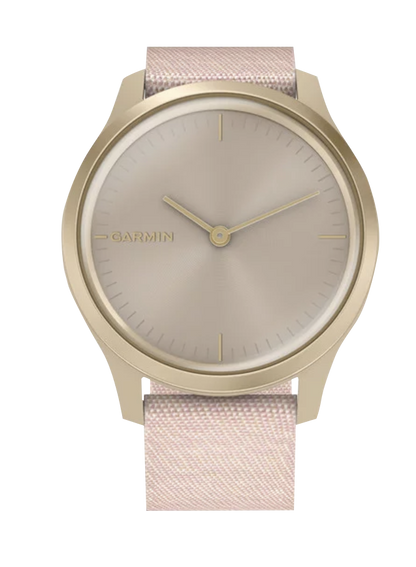 Garmin Vívomove Style - Light Gold Aluminum Case with Blush Pink Woven Nylon Band (010-02240-02)