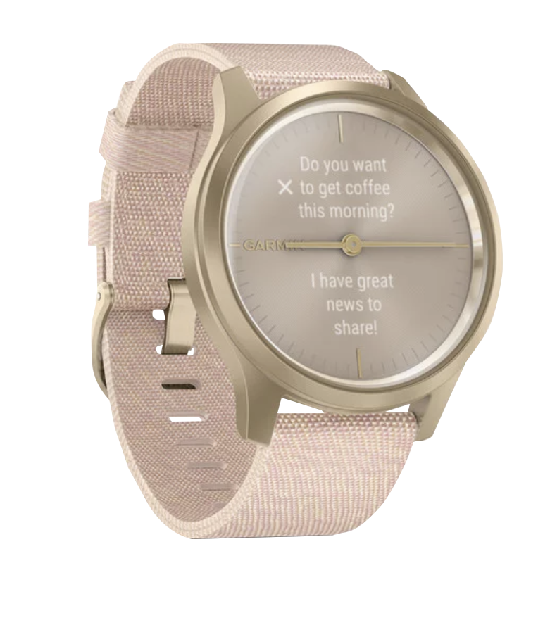 Garmin Vívomove Style - Light Gold Aluminum Case with Blush Pink Woven Nylon Band (010-02240-02)