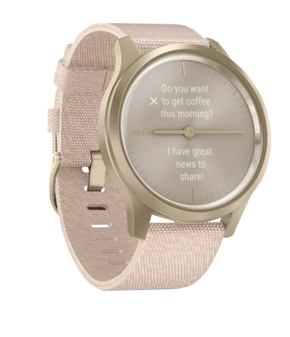 Garmin Vívomove Style - Light Gold Aluminum Case with Blush Pink Woven Nylon Band (010-02240-02)