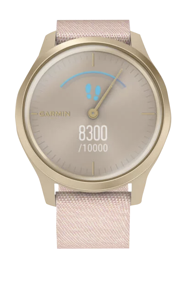 Garmin Vívomove Style - Light Gold Aluminum Case with Blush Pink Woven Nylon Band (010-02240-02)