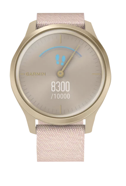 Garmin Vívomove Style - Light Gold Aluminum Case with Blush Pink Woven Nylon Band (010-02240-02)